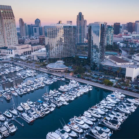 Take a stroll down to San Diego Bay, just ten minutes on foot