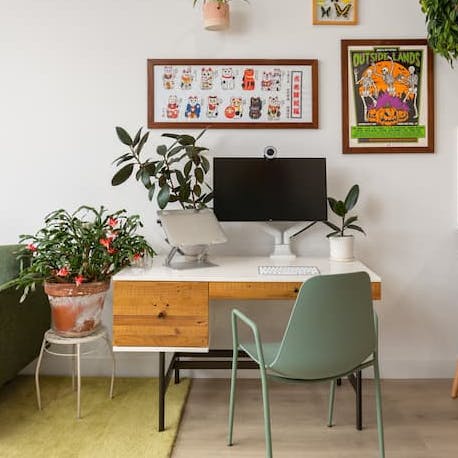 Work remotely from the home's bright and breathable office spaces