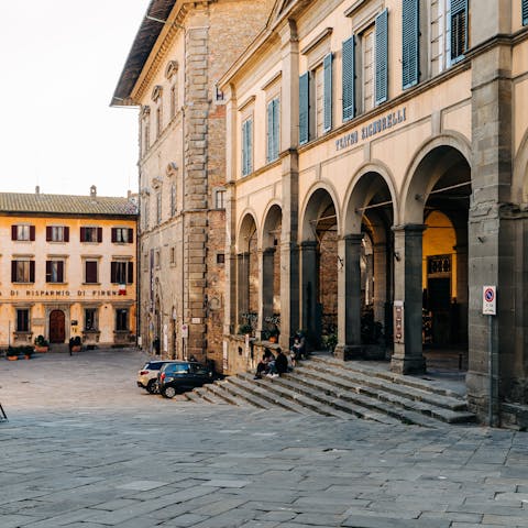 Wander through the street of Cortona, only minutes away on foot