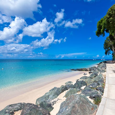 Stay on a quiet private beach location in Holetown, on the west coast of Barbados