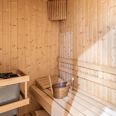 Relax and unwind in the sauna before getting ready for dinner