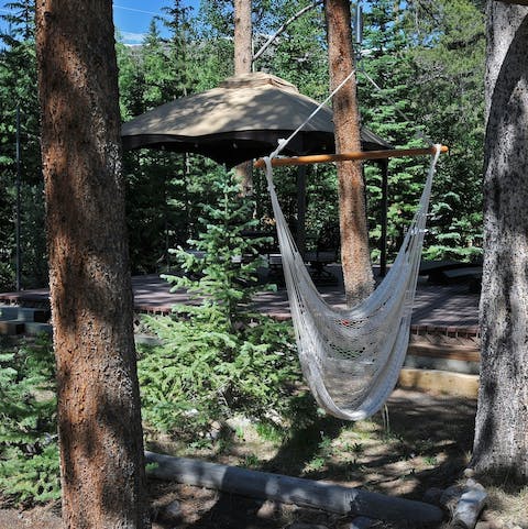 Settle into the hammock with a book after a long day on the slopes