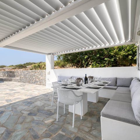 Light the barbecue and dine alfresco on the covered terrace