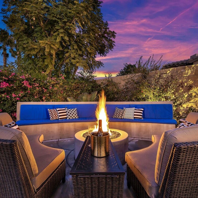 Gather around the fire pit as the desert cools down