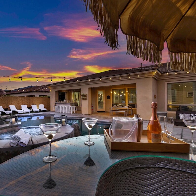 Test your mixology skills at the poolside tiki bar