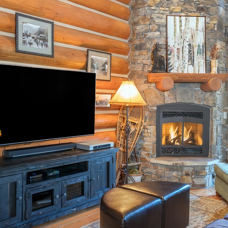 Relax in front of a roaring fire after a long day on the slopes