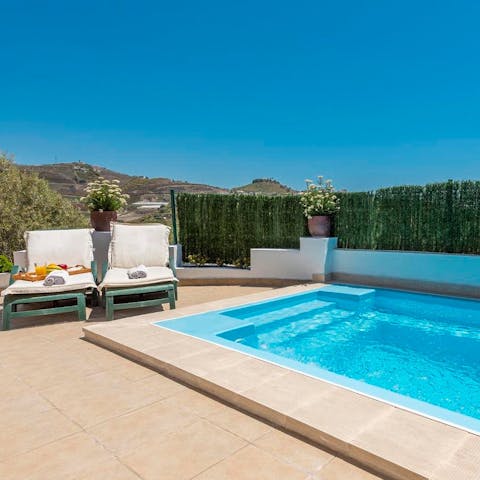 Sun yourself on the loungers or take a cool dip in the private plunge pool