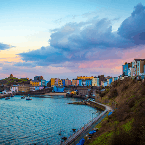 Make sunset strolls along Tenby's waterfront part of your new everyday (a ten-minute walk away)