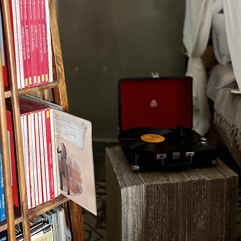 Be transported back in time with classical records on the vinyl player