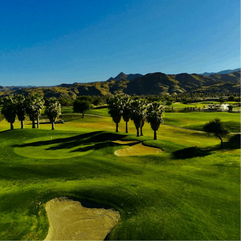 Tee off at one of the local golf courses – the nearest one is a two-minute drive away