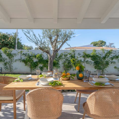 Enjoy some arancini at the alfresco dining table