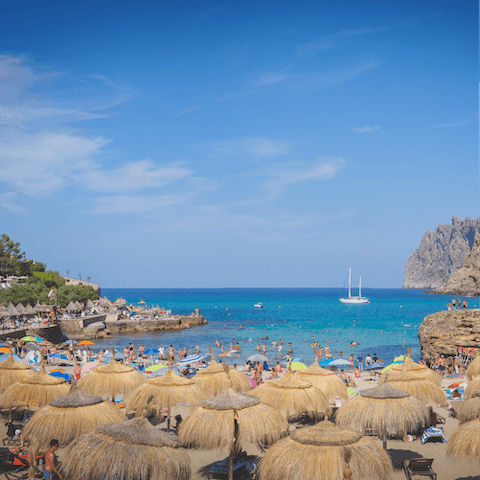 Spend your afternoons on the gorgeous beach of Cala Sant Vicenc, a five-minute walk away
