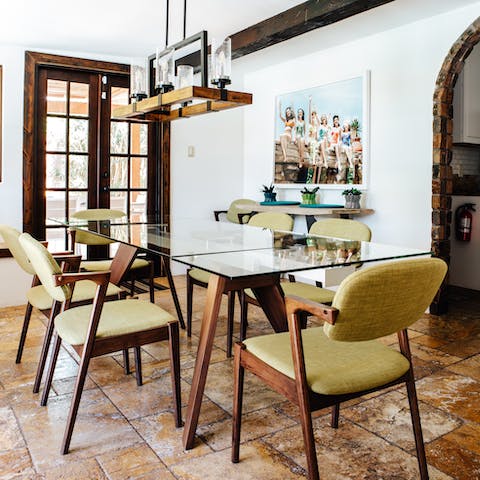 Grab a seat at the mid-century chic dining table