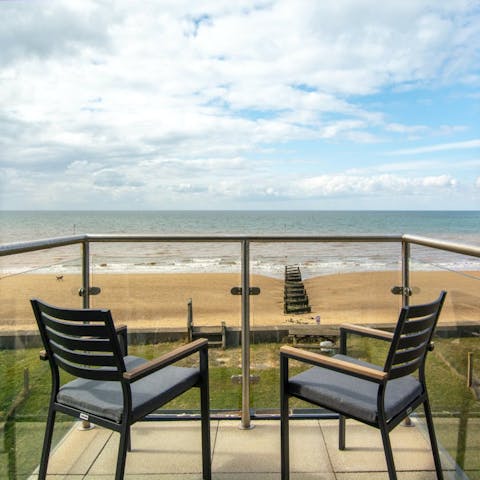 Admire the stunning sea views from the balcony