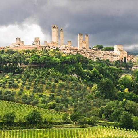 Explore the medieval hilltop town of San Gimignano – just a short drive away