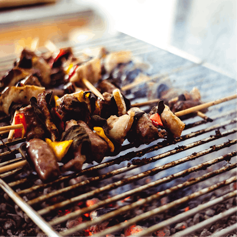 Grill up some fresh, local fare on the charcoal barbecue at lunch