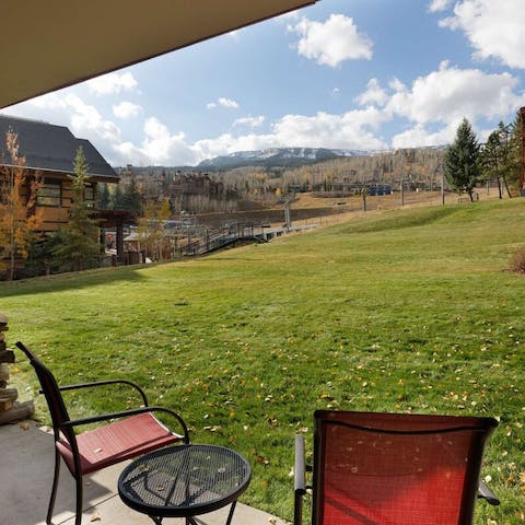 Soak up the sun and the scenic view on the patio