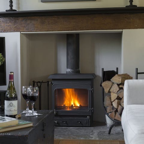 Cosy up in front of the fire on a cold English day, perhaps with a glass of wine