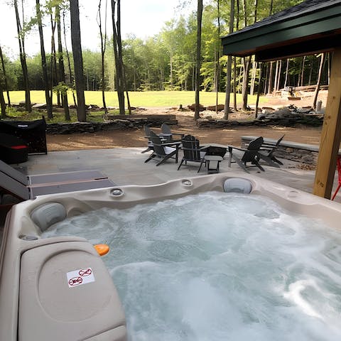 Relax in the hot tub after a day hiking the local trails