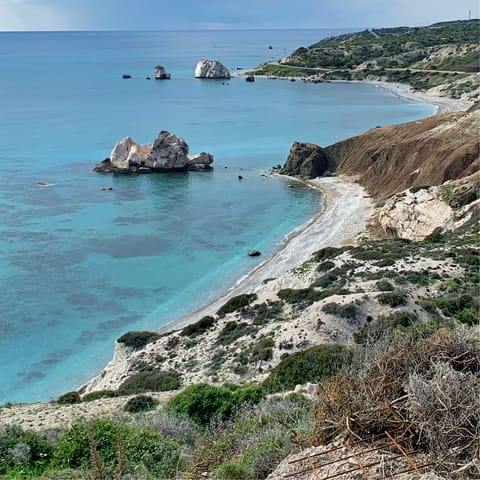Visit the gorgeous coastline of Paphos, just a five-minute drive away