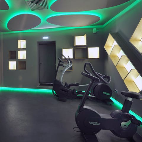 Work up a sweat downstairs in the gym and spa