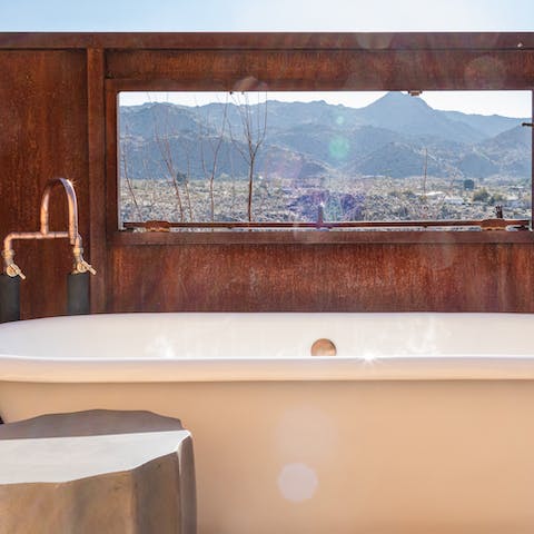 Soak away your troubles in the cowboy bathtubs – perfect for a dip under the stars