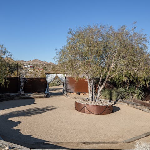 Do some sunset yoga in the meditation circle