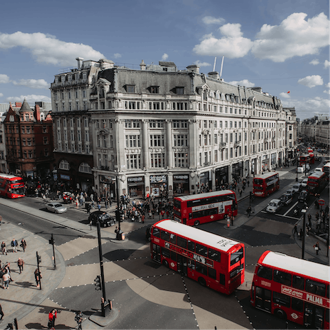 Indulge in some retail therapy along Oxford Street, just a one-minute walk from your door