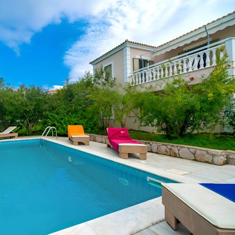 While away sunny afternoons taking dips in the private pool