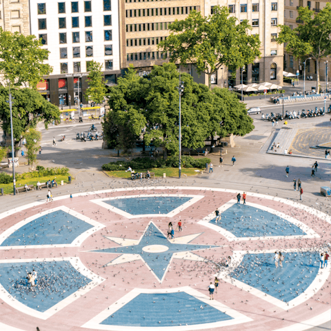 Explore Barcelona's bustling city centre – Plaça de Catalunya is a four-minute walk away