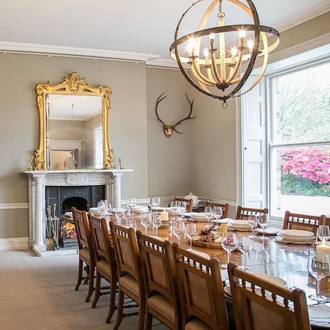 Dine in opulent style in the grand dining room