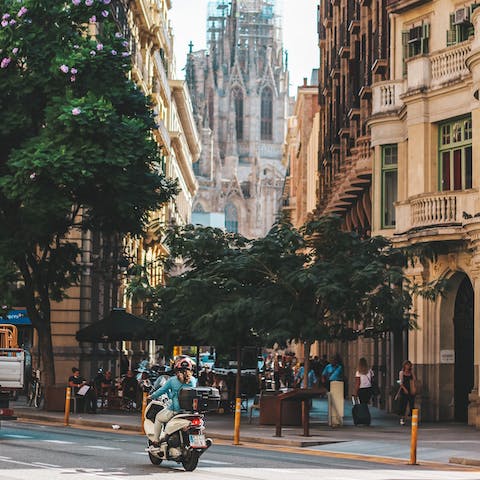 Stay in Barcelona's Gothic Quarter, close to the Cathedral