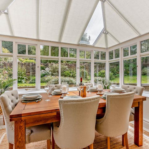 Rustle up a family dinner to share in the light-filled conservatory 