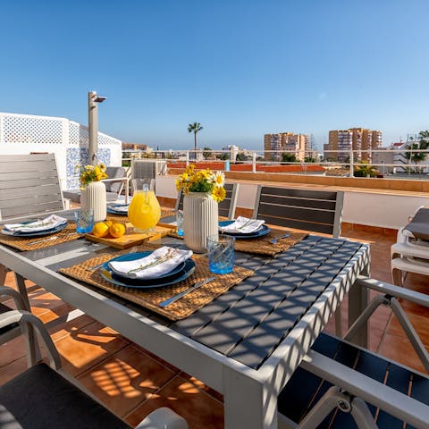 Enjoy breakfast from your sun-drenched terrace overlooking Benalmádena