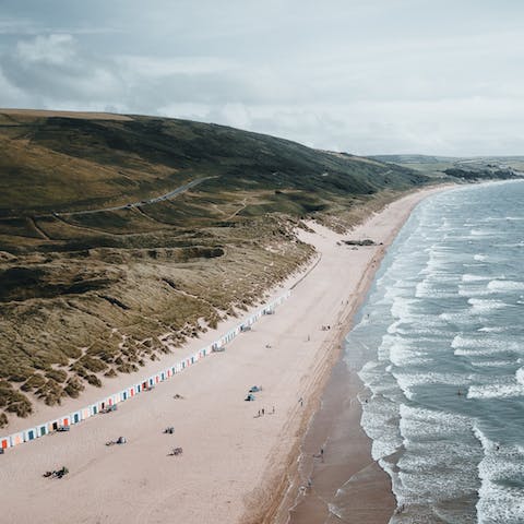 Pack up a picnic and head to Woolacombe Beach, just a twenty-eight minute drive
