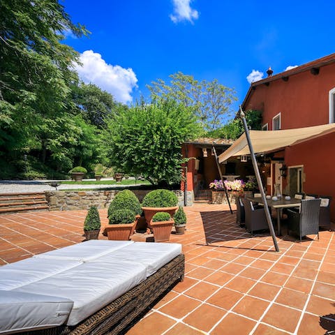 Soak up the Tuscan sunshine on the terrace 