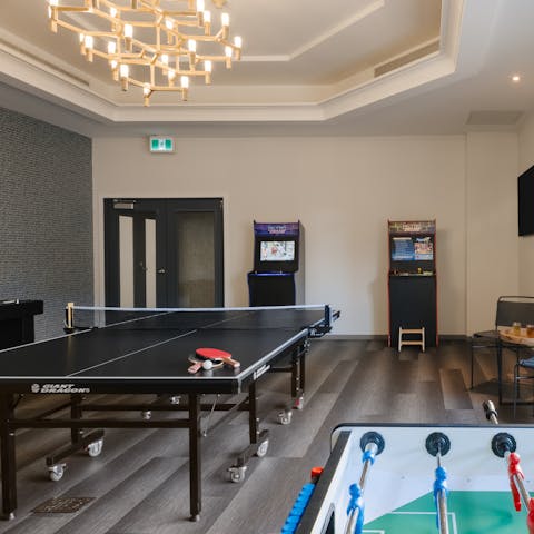 Unleash your competitive side in the communal games room