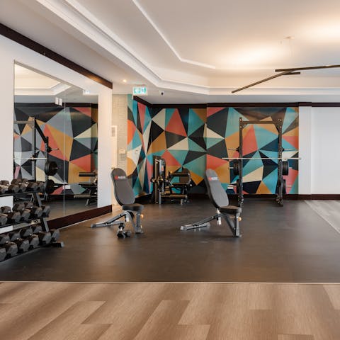 Head to the shared gym for an invigorating workout