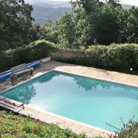 An outdoor heated pool