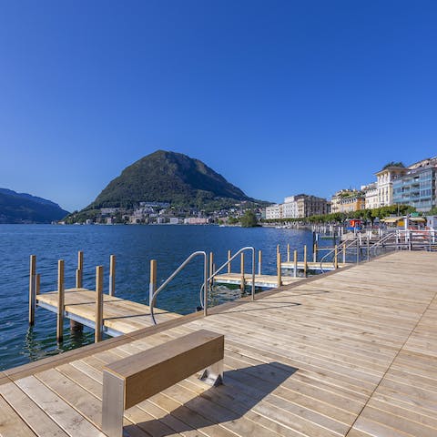Take the seven-minute stroll down to the Lugano waterfront and soak up the sunshine