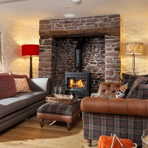 Cosy up in front of the fire after a hike at the Welsh Marches