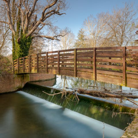 Follow the wooden bridge to woodland walks around the village of Standon