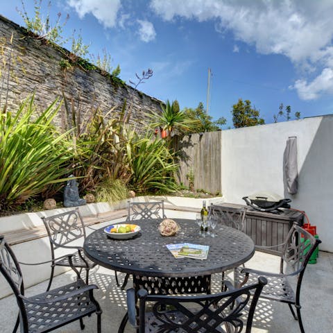 Enjoy your wine alfresco on the pretty terrace
