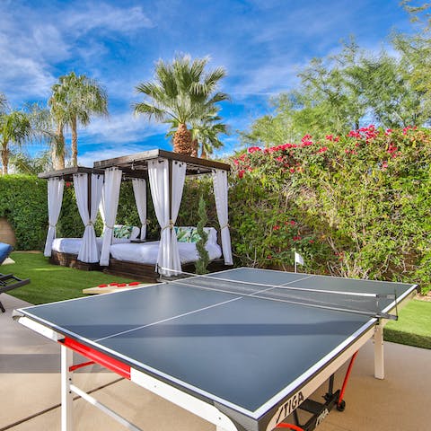 Play ping pong or one of the oversized board games on the terrace