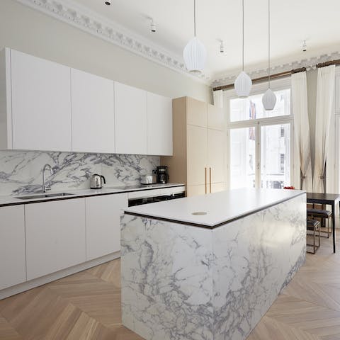 marble finished kitchen space 