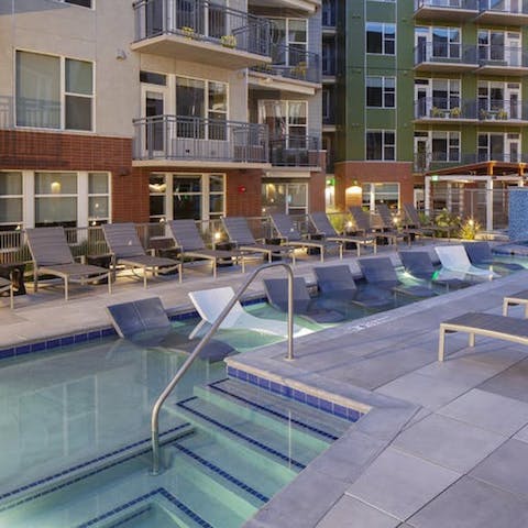 Enjoy a dip in the building's pool