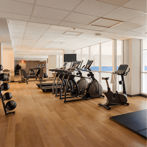 Start mornings with a workout in the communal gym