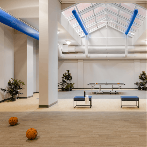 Kick back with some basketball or ping-pong in the on-site games room