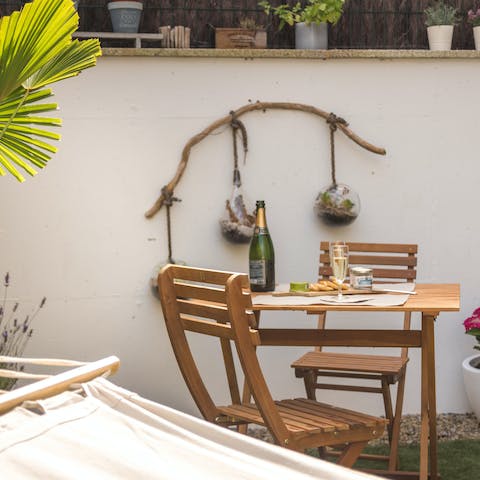 Dine al fresco through summer evenings on the terrace