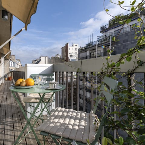 Enjoy a glass of French wine on the balcony when the sun is out